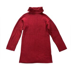 Abercrombie & Fitch Red Knit Turtleneck Long Sleeve Mini Sweater Dress Size S